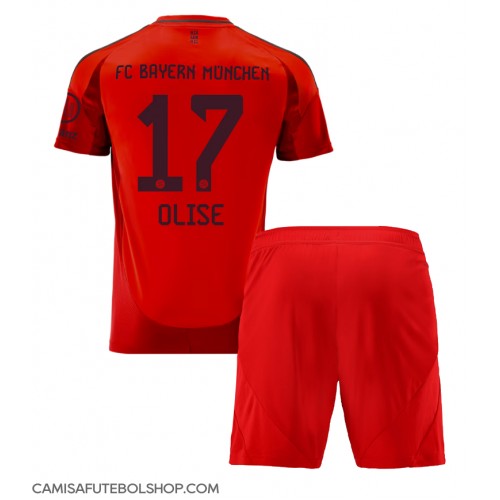 Camisa de time de futebol Bayern Munich Michael Olise #17 Replicas 1º Equipamento Infantil 2024-25 Manga Curta (+ Calças curtas)